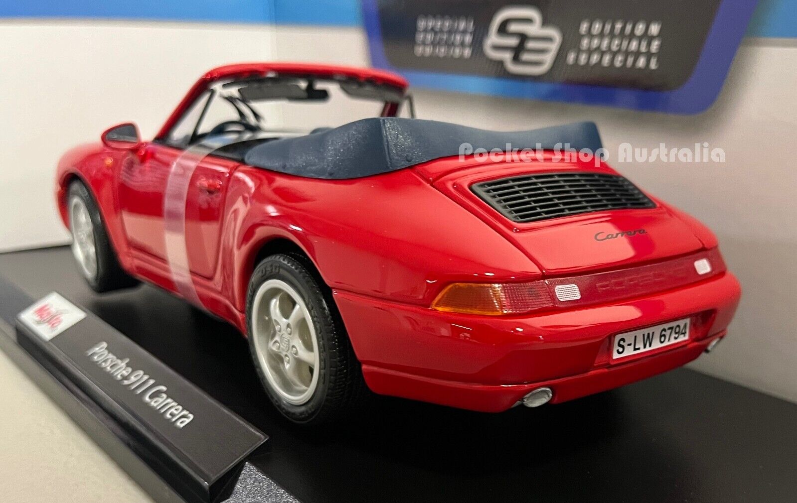 Maisto Red 1994 Porsche 911 Carrera Cabriolet Kids Diecast Model Toy Car 1:18