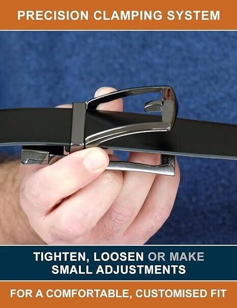 SURE FIT Mens Genuine Leather Belt AS SEEN ON TV REVERSIBLE Black Brown 28-46