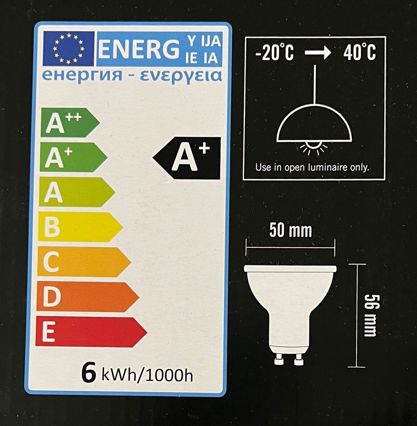 8 x Luminus LED GU10 6w Recessed Downlight 500 Lumens Dimmable 5000k Daylight