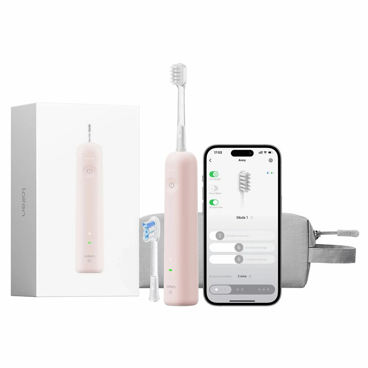 Laifen Wave SE Electric Toothbrush w/Travel Pouch - Pink