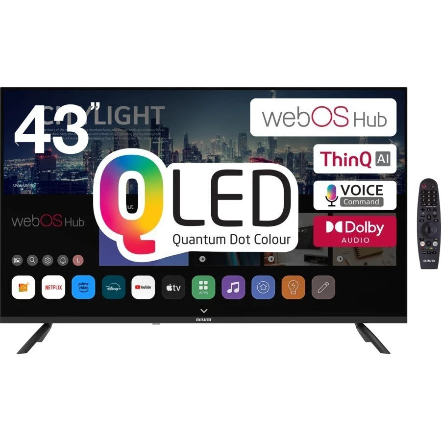 AIWA 43" Inch QLED WebOS ThinQ AI Smart FHD TV Magic Remote Bluetooth WIFI