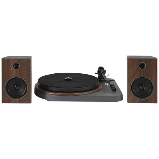 Crosley T160 Turntable Shelf System Record Player With Stereo Speakers Grey