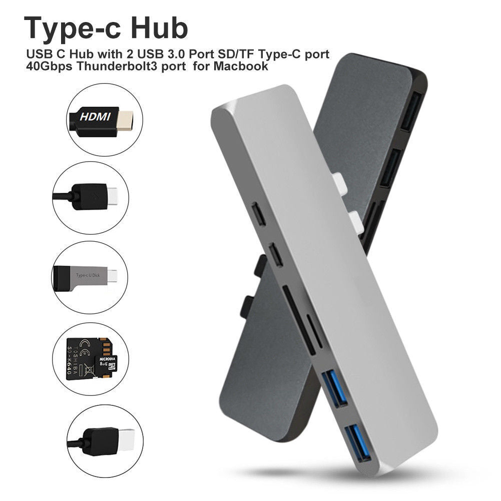 7in1 USB-C Type C HD Output 4K HDMI USB 3.0 Adapter SD TF CARD HUB MacBook Pro