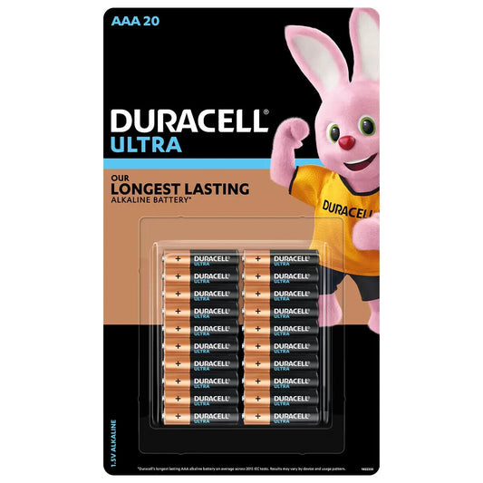Duracell Ultra AAA Battery 1.5V Alkaline Batteries - 20 Pack