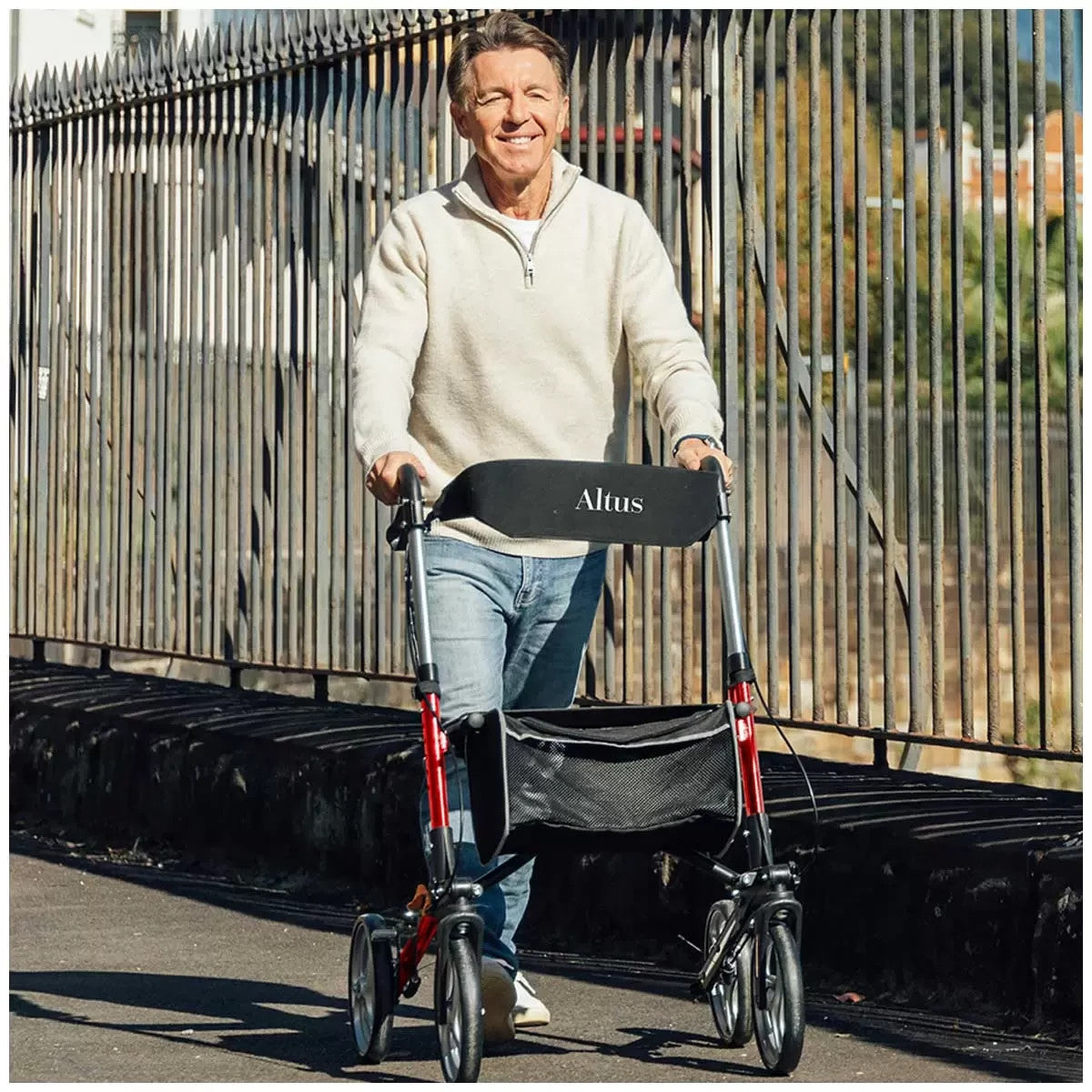 Altus Deluxe Euro Style Walker Rollator 10 Inch Wheel Red