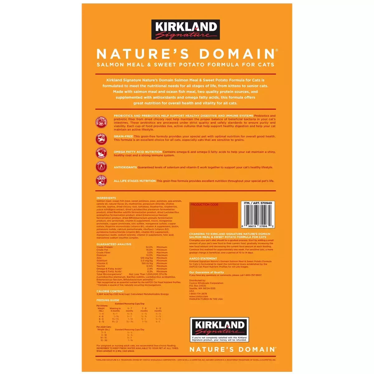 2 Pack Kirkland Cat Food 8Kg Each Nature's Domain Salmon Sweet Potato