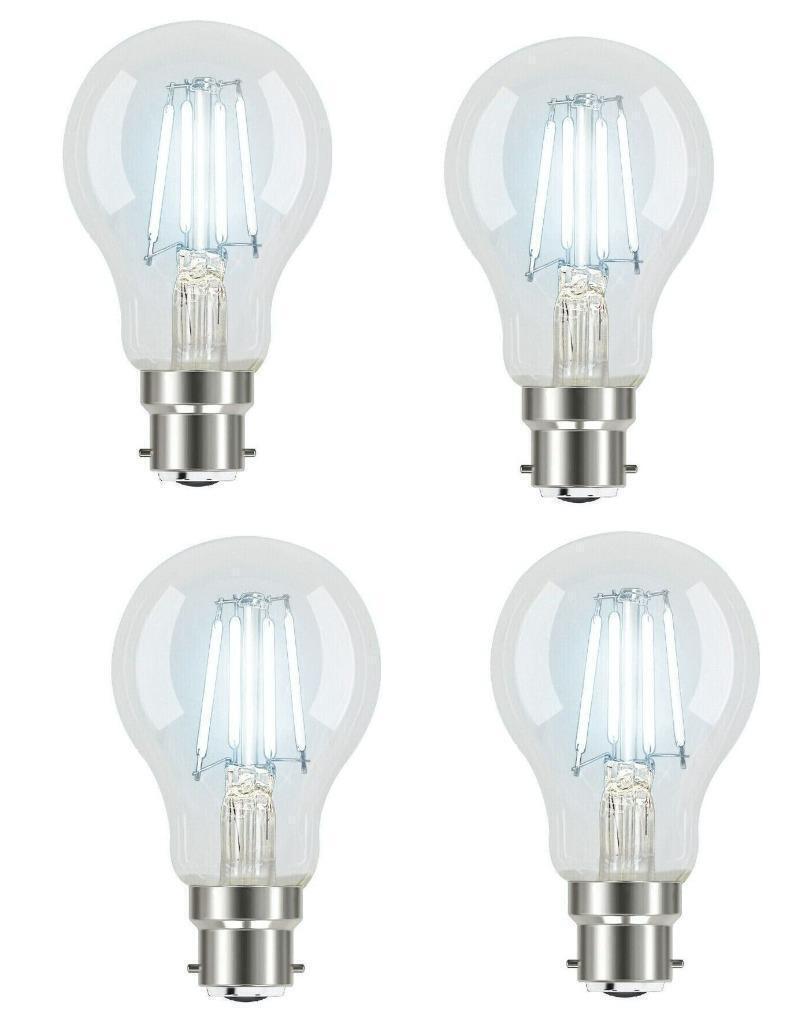 4x Luce Bella 4W LED Light Globes Glass Bulbs Clear Cool White 4000K BC B22 E27