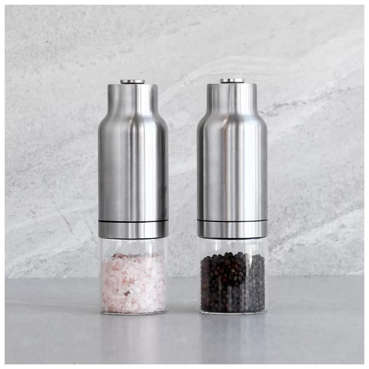 CARAHAN 2pcs Salt and Pepper Gravity Activated AUTO Electric Grinder Set