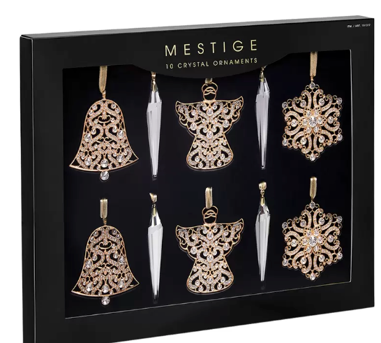 Mestige Luxury Christmas Tree Ornaments 10 Piece Gold Ornaments
