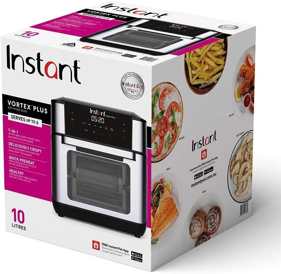 Instant Pot Vortex Plus 7-in-1 Air Fryer, Oven, Stainless Steel, 10L Silver