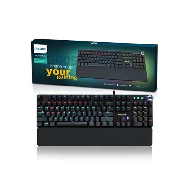 Philips SPK8605 RGB Mechanical Gaming Keyboard with Wrist Rest Pad, USB Wired