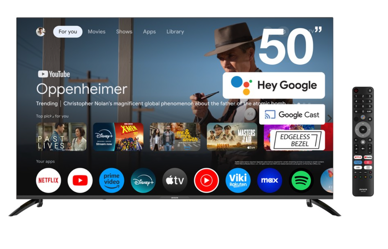AIWA 50" UHD Google Edgeless TV Ultra HD 3840 x 2160 4K resolution