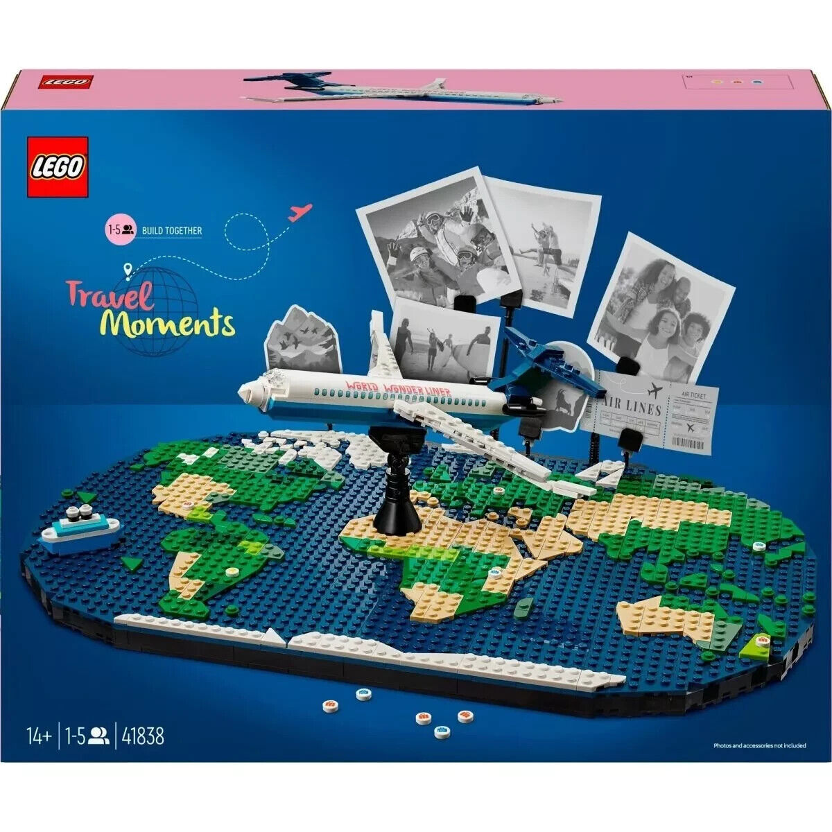 LEGO 41838 Family Travel Moments Jet world map photo holders Toy Building Set