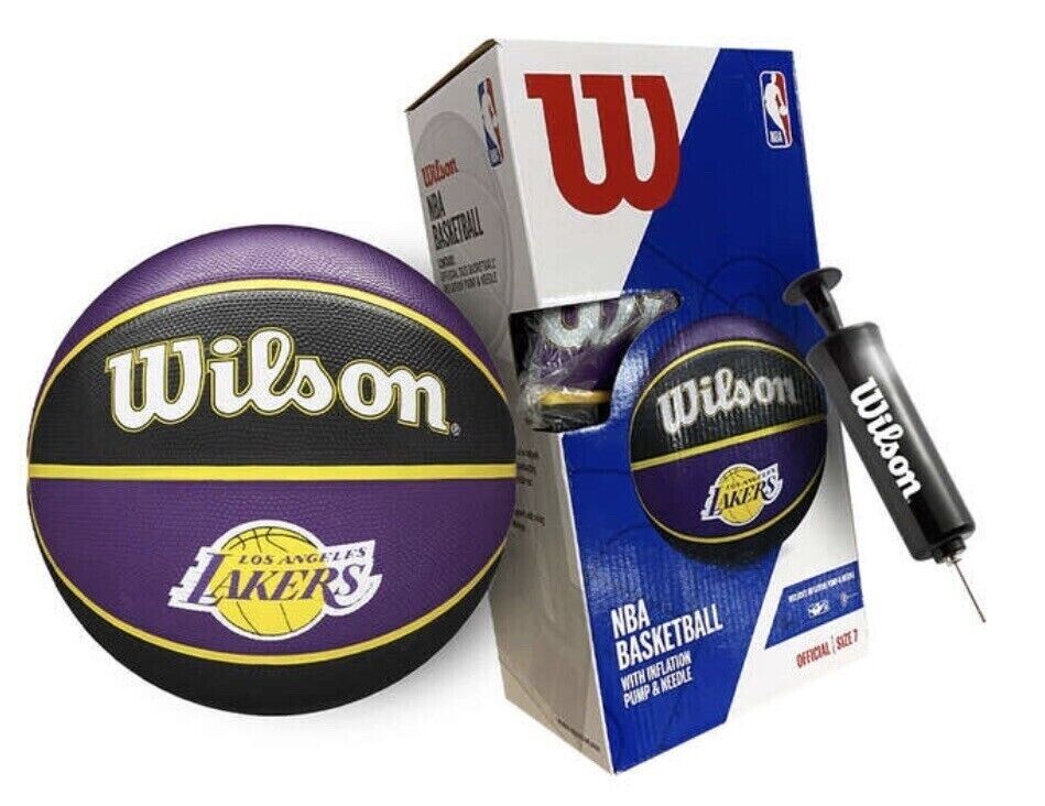 Wilson LA Lakers Licensed NBA Team Tribute Size 7 Basketball Boxed w/ Ball Pump