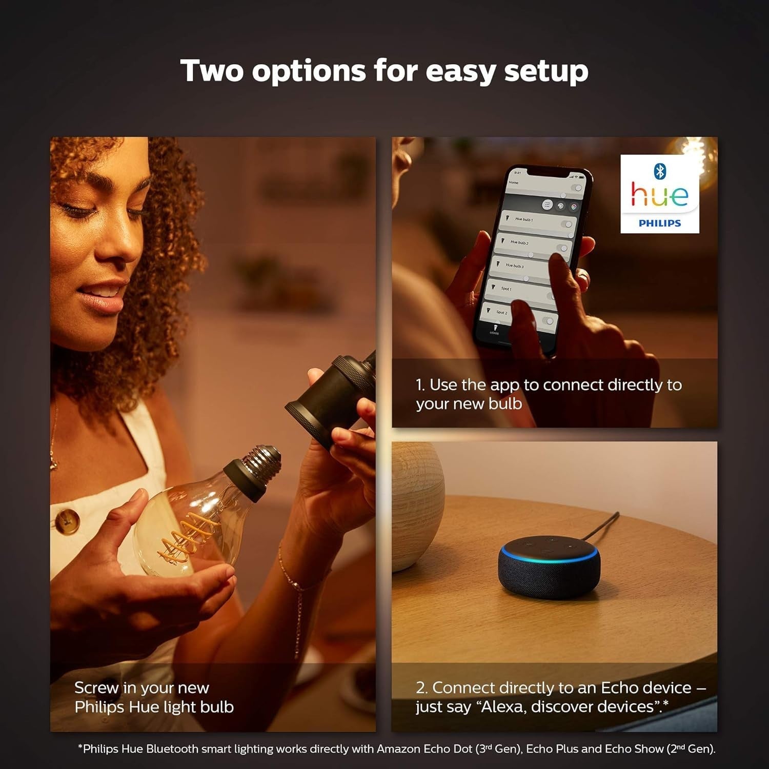 Philips Hue Smart Light LED Globe Single Filament BulbA60 B22 w/ Bluetooth White