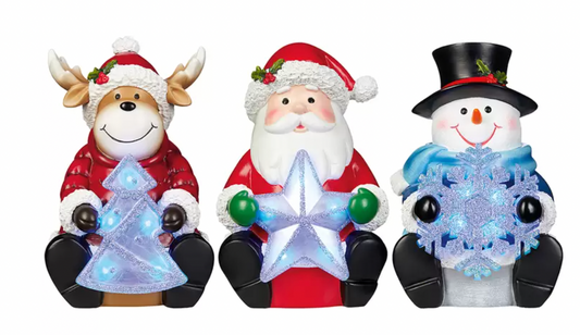 Christmas LED Holiday Figurine Night Light 3 Piece Indoor Use