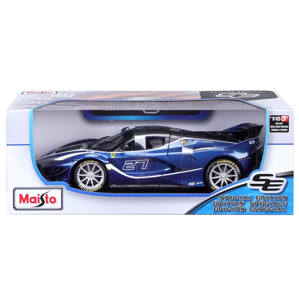 Maisto 1:18 Ferrari FXX K Evo Metallic Blue Detailed Die Cast Toy Diecast Car