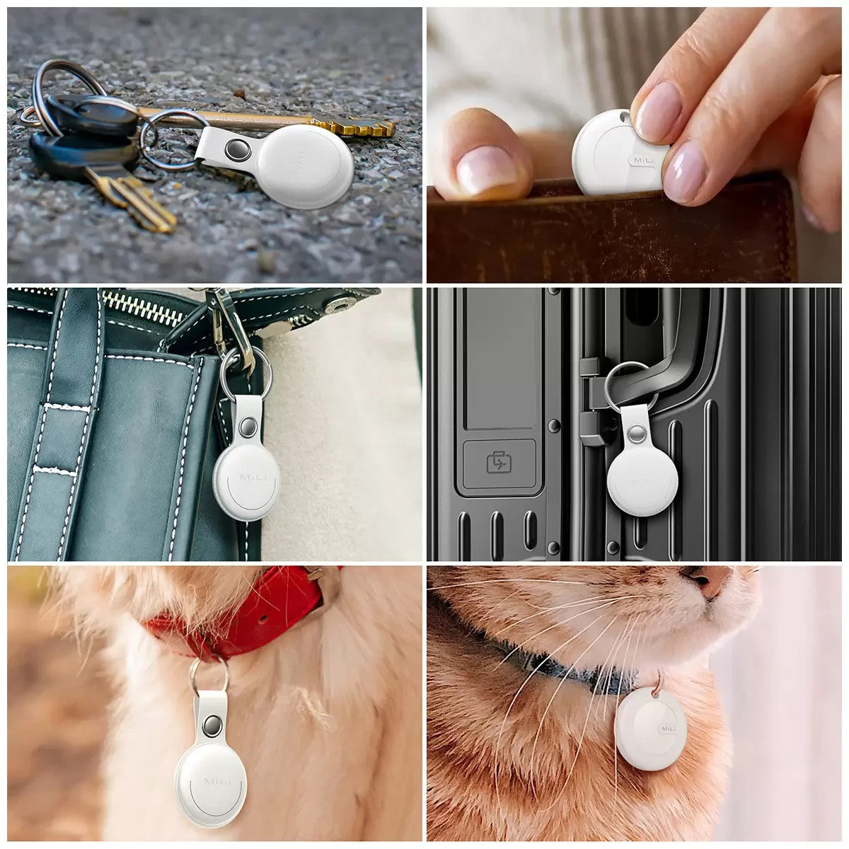 MiLi MiTag Item Finder 3 Pack HD-P16W3 Item Tracker Leather Keyring Included