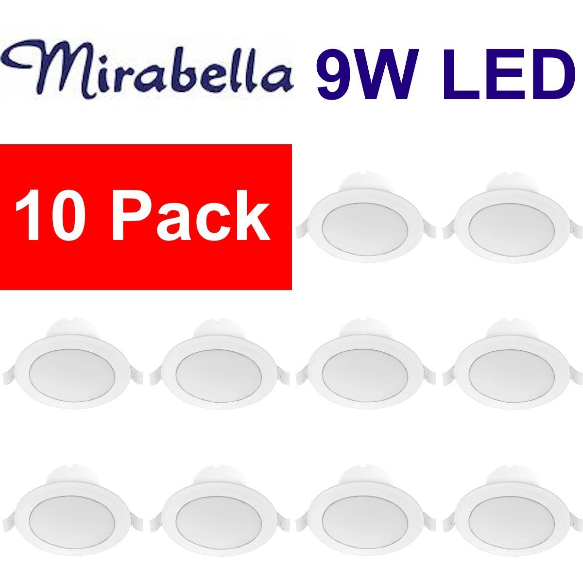 10x Mirabella 9W LED Downlights 5CCT Dimmable I006247 High Quality New