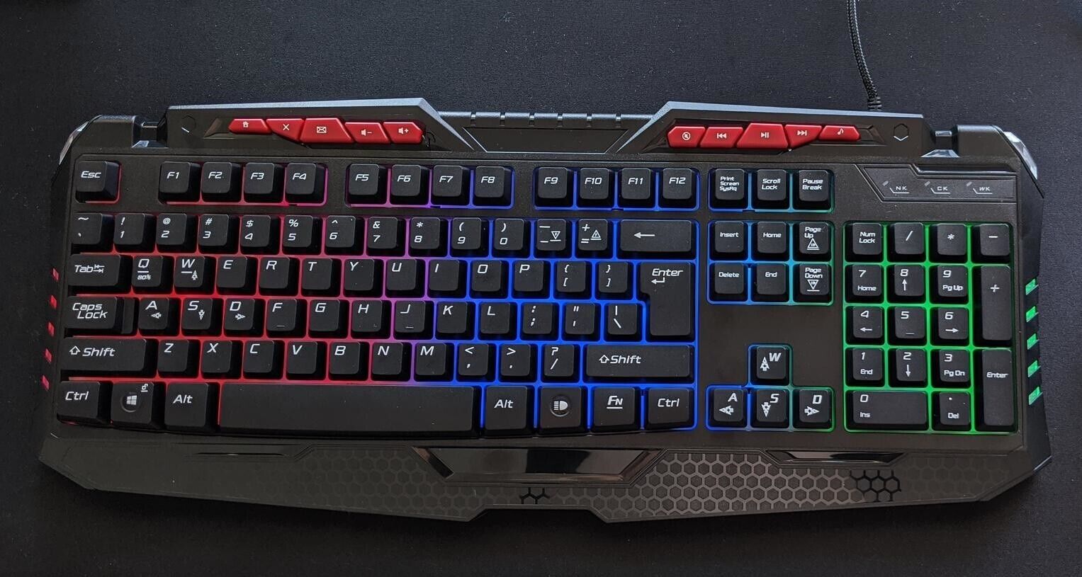 USB Ergonomic Gaming Keyboard RGB Backlight Palm Rest PC Laptop Computer Desktop