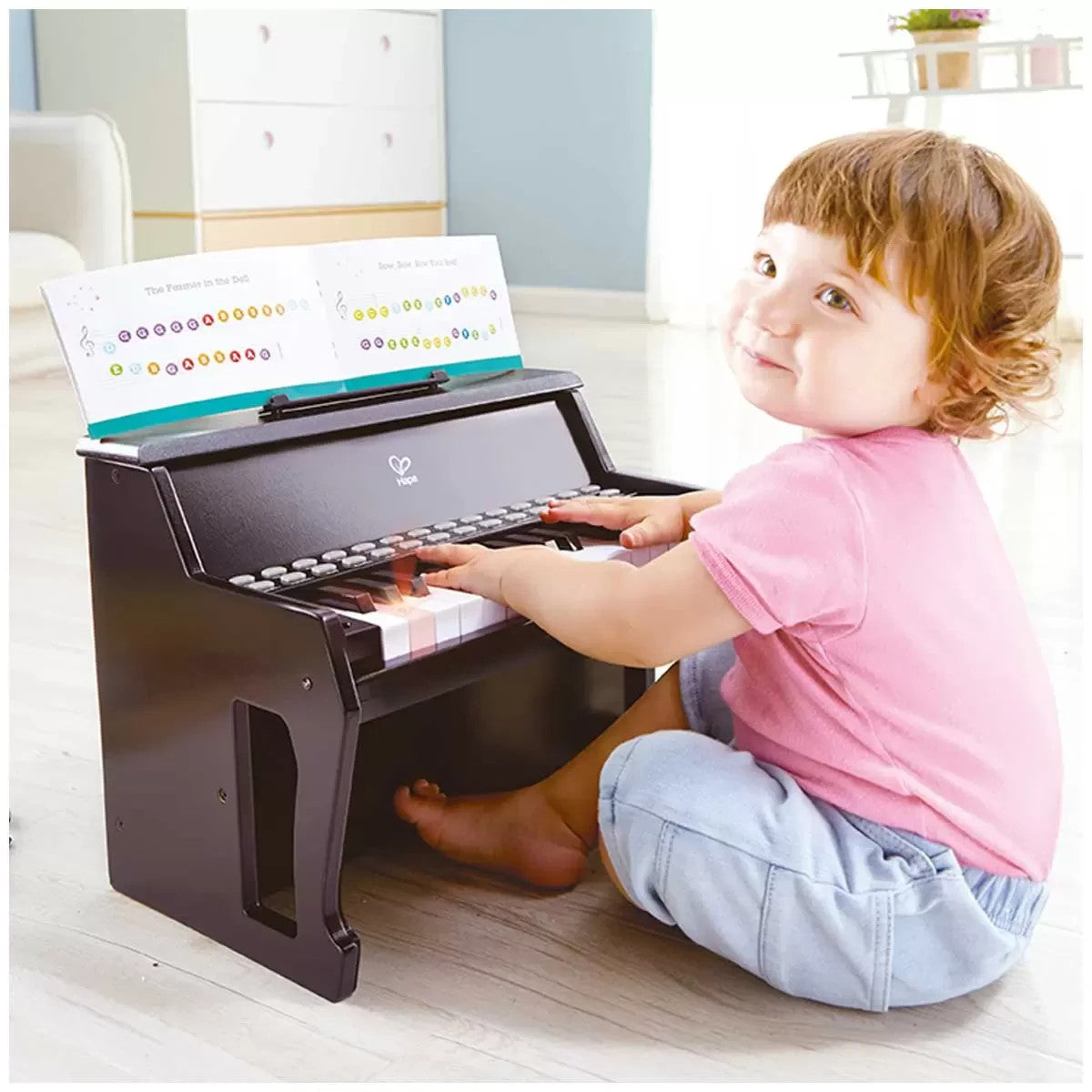 HAPE Learn with Lights Black 25 Keys Electric Piano for Kids 3 Years +