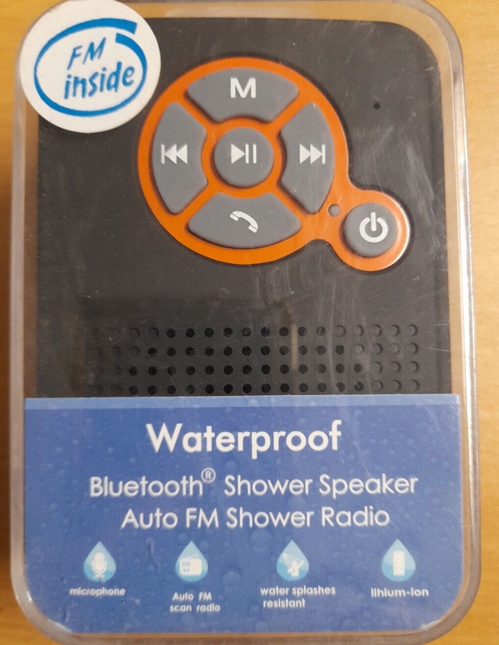 Waterproof Bluetooth Shower Radio Speaker Auto FM MIC Water Splashes Resistant