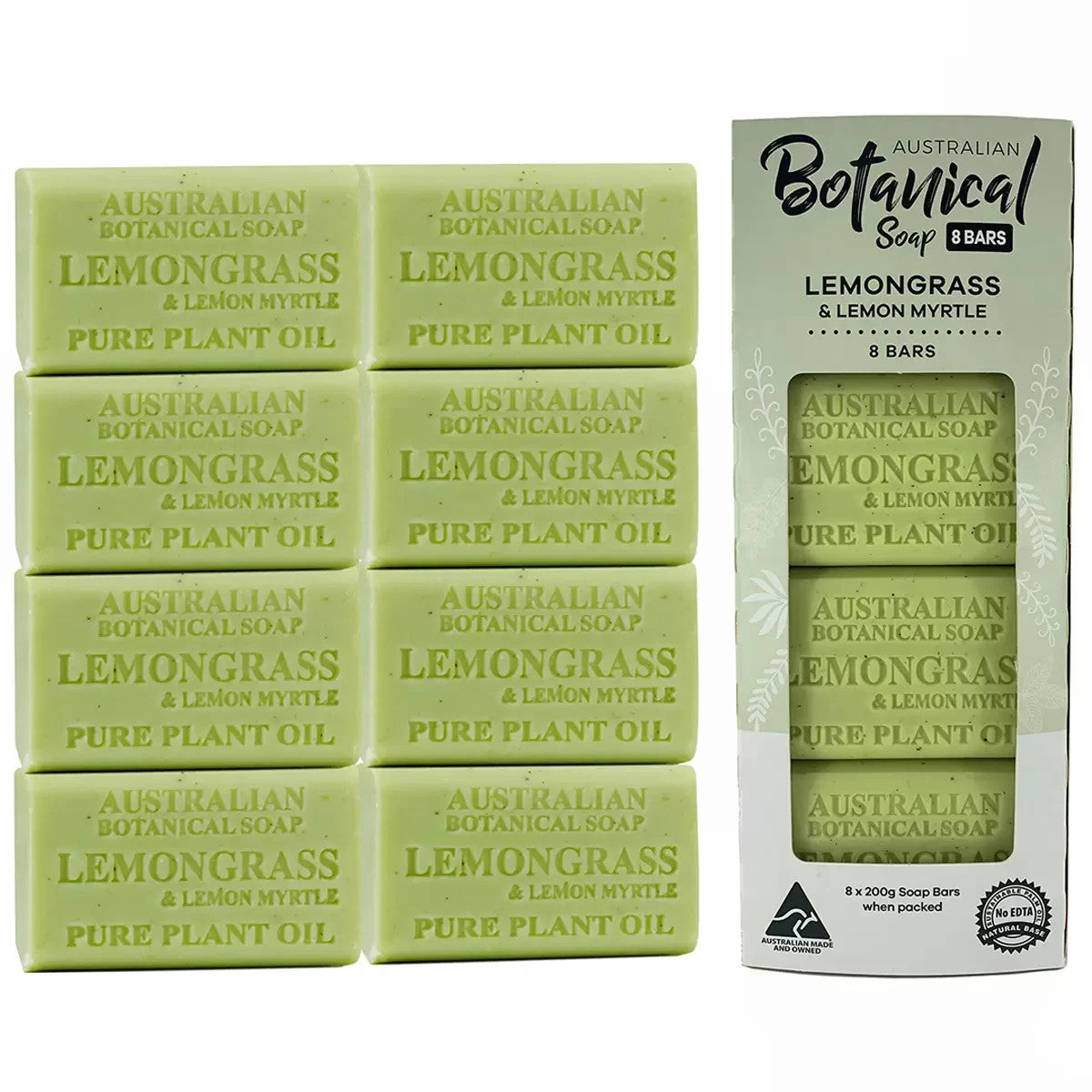 Australian Botanical Bar Soap 8 Pack x 200g Lemongrass
