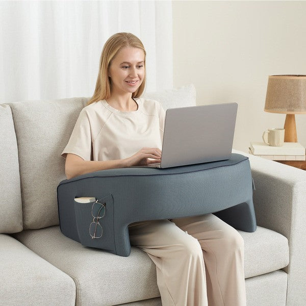 Casual Living Lap Desk Pillow Memory Foam Removable Knit Cover for Bed & Couch
