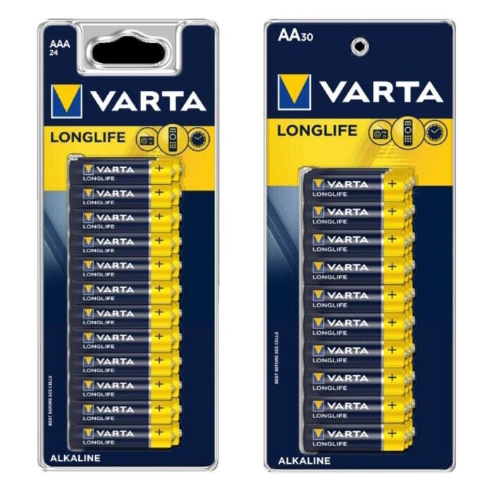 30 AA/24 AAA Alkaline Batteries Long Lasting Alkaline German VARTA by Energizer