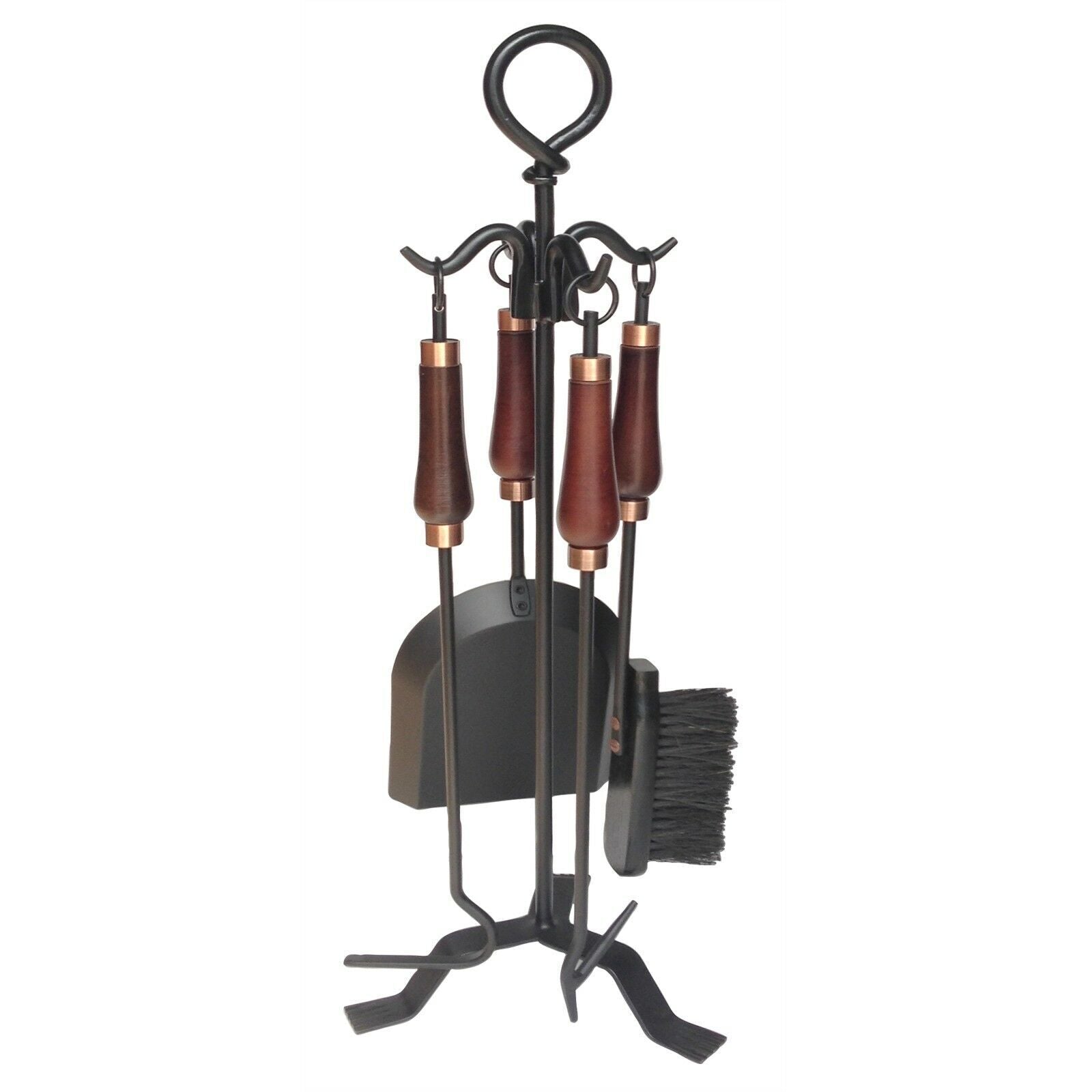 SCANDIA DELUXE™ 5 Piece Fireplace Tool Set Fire Place Shovel Brush Poker + Stand