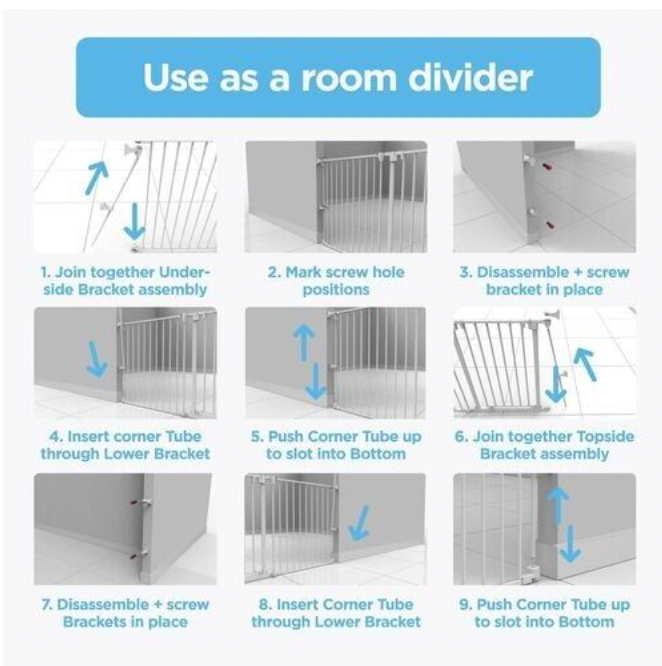 Perma Child Playpen Safety 3 in 1 Barrier Gate 73cm-370cm White