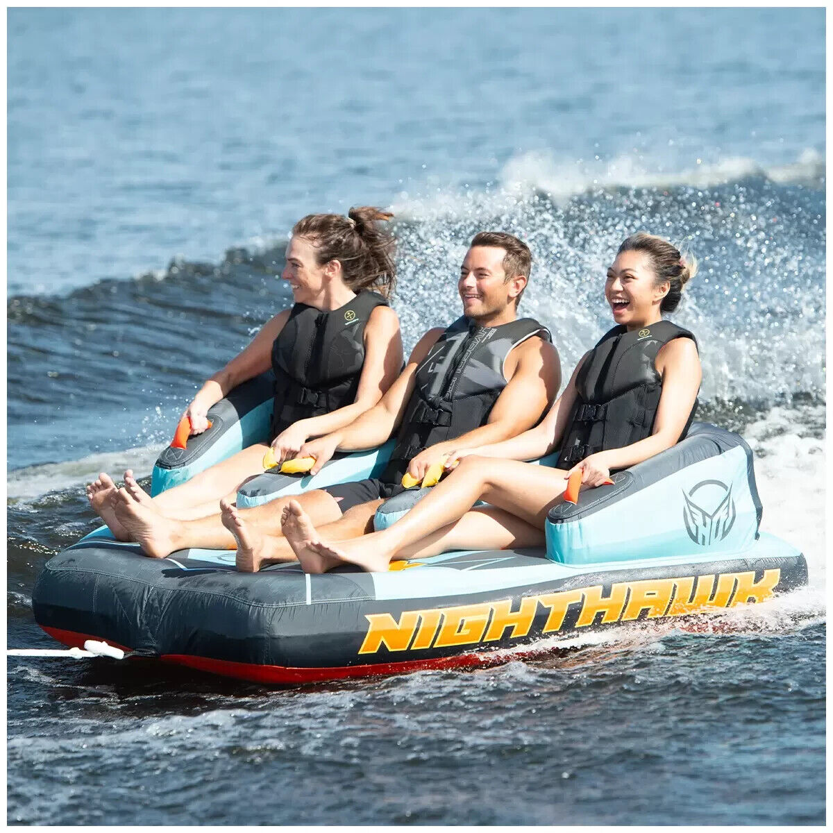 HO Sports Nighthawk 3 Person Towable Tube w/ Rope & 12V Pump Weight Capacity