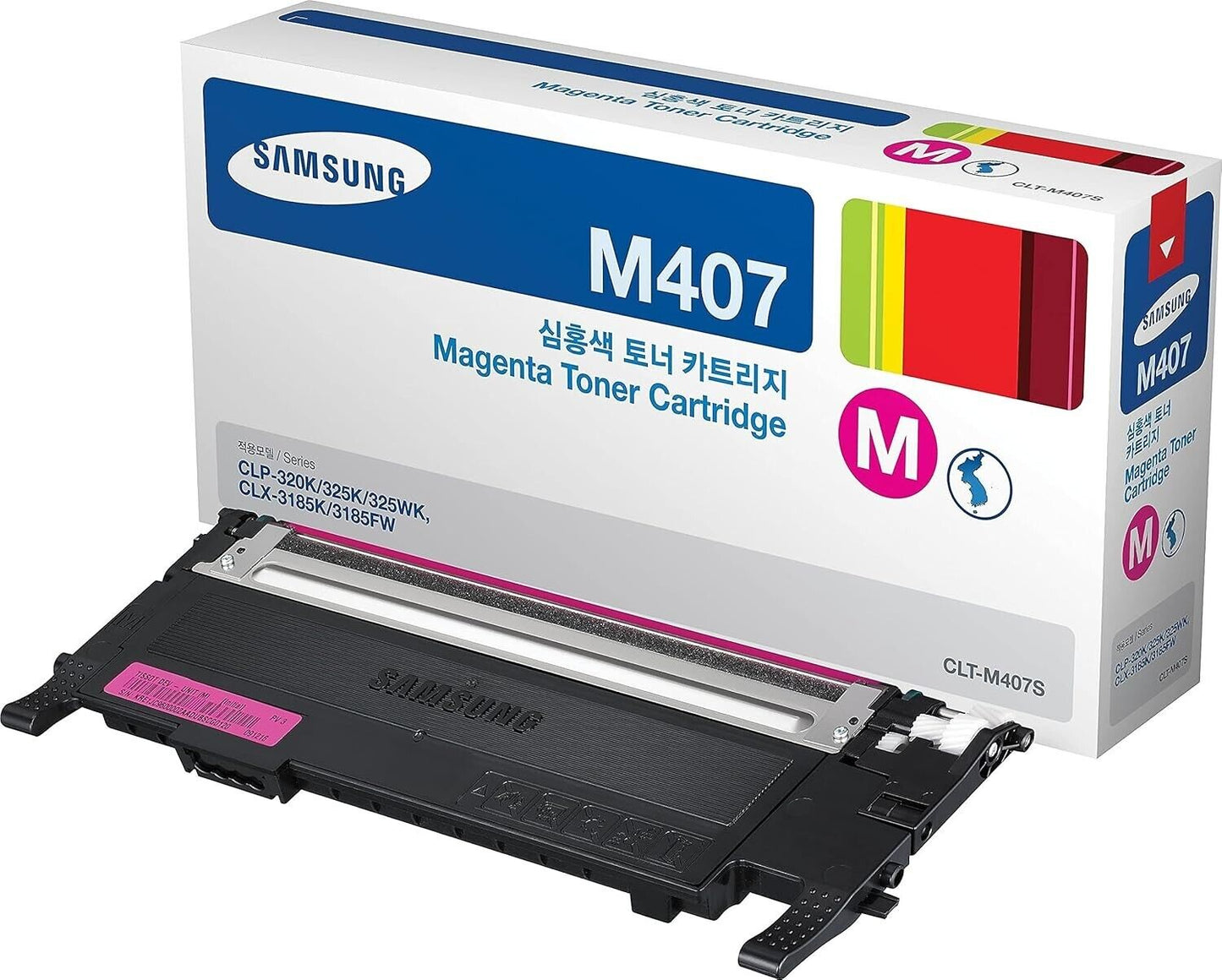 Samsung Genuine CLT-M407 MAGENTA Toner (SU266A) For CLP320N CLP325 1K Pages