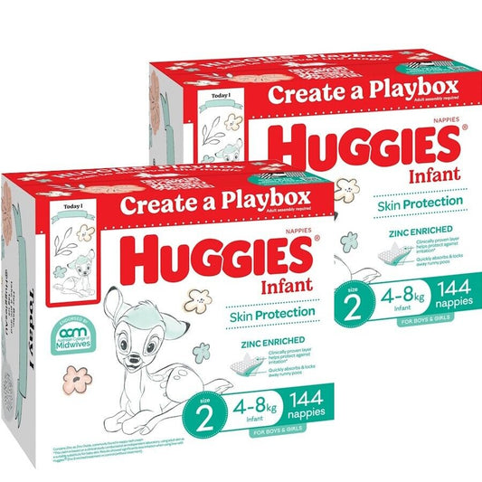 Huggies Unisex Ultimate Nappies Size 2 Infant (4-8 kg) 288 Nappies (2x 144)