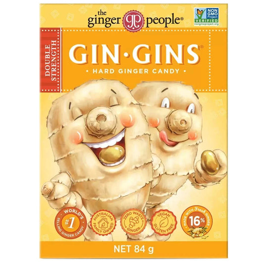 Gin Gins Double Strength Hard Ginger Candy 12 x 84g - Free Shipping