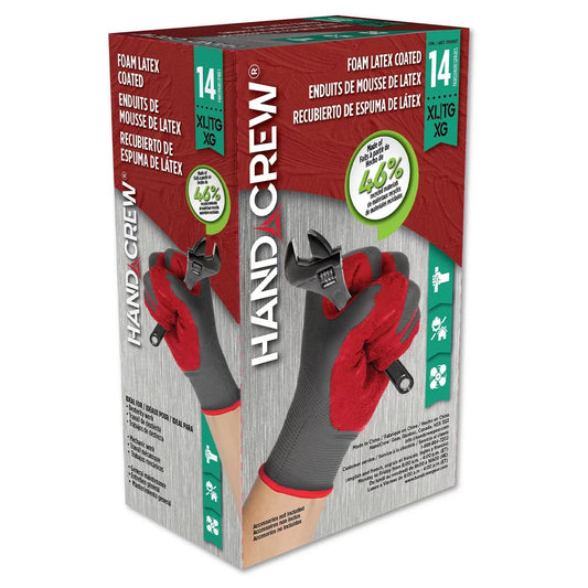 Box Of 14 Hand Crew Latex Work, Multiuse Gloves, Foam Latex Handcrew Extra Large