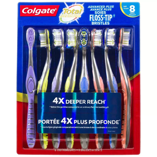 Colgate 360° Floss Tip Manual Toothbrush 8 Pack Soft