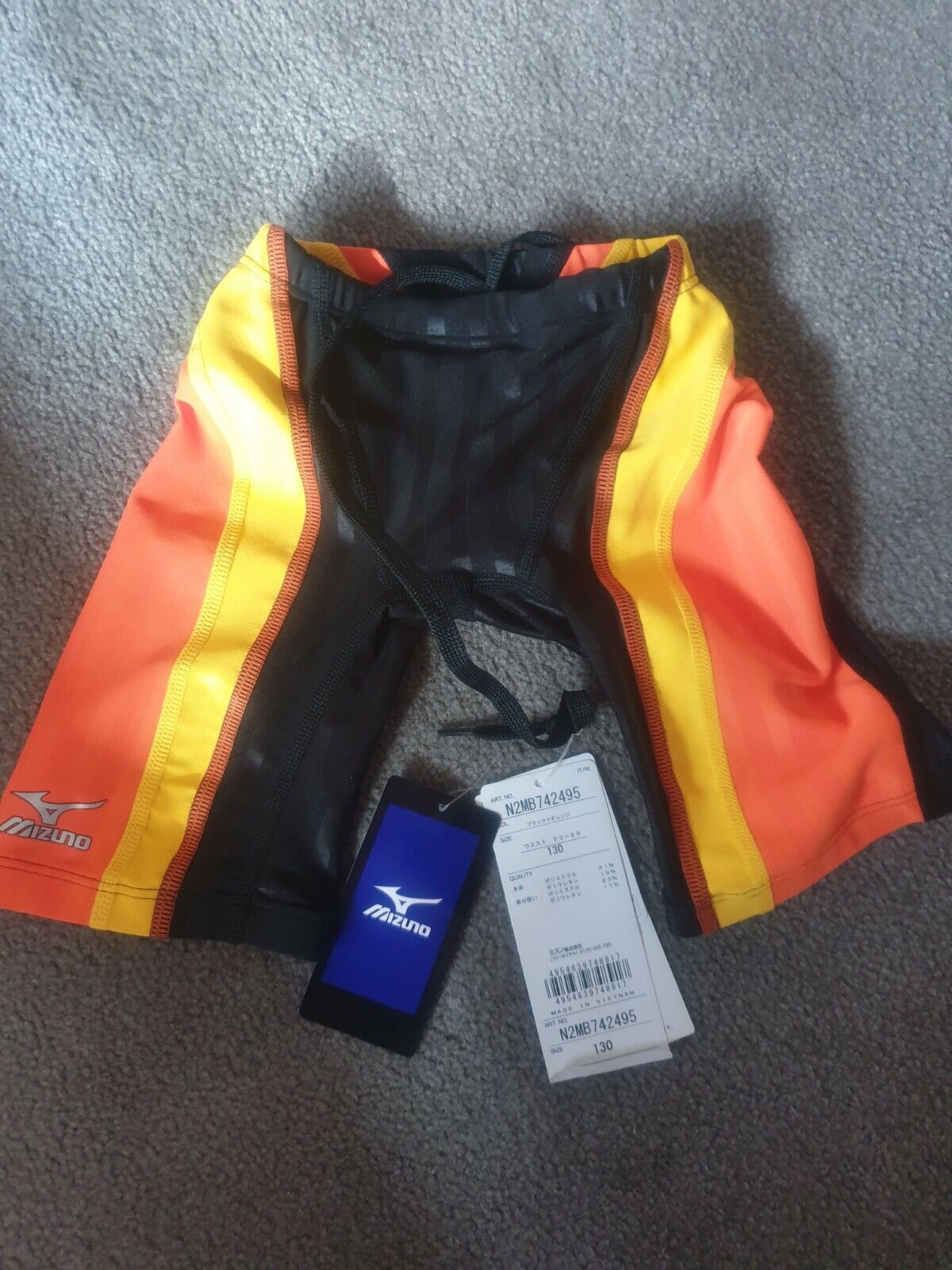 MIZUNO Swim Suit Boy Size 130 FINA N2MB742495 Swimwear