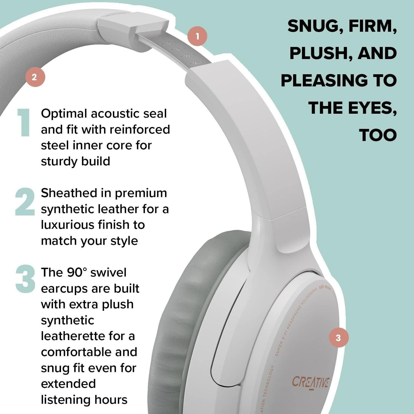 Creative Zen Hybrid (White) Wireless Over-ear Headphones with Hybrid ANC, EF1010