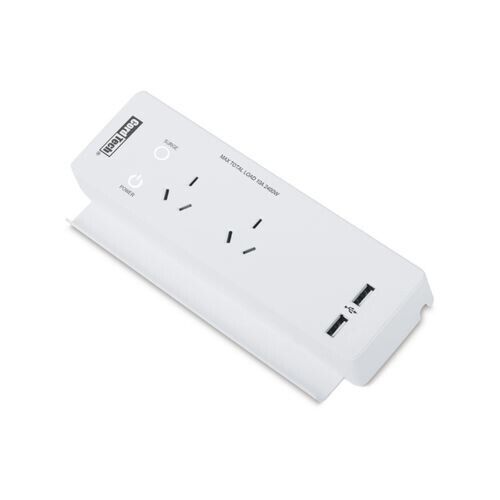 CordTech 2 Outlet Power Station Surge Protected Board w/ Device Stand USB Ports