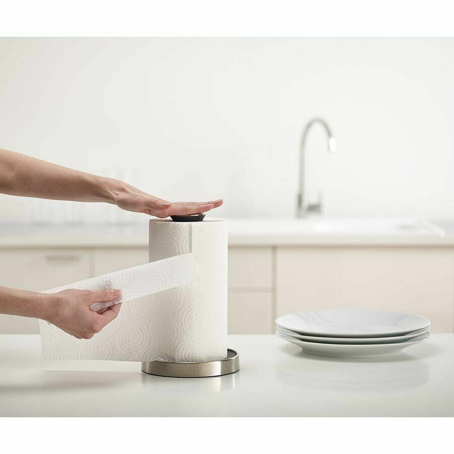 Joseph Joseph Tissue Paper Towel Roll Holder Stand Push & Tear Kitchen Steel