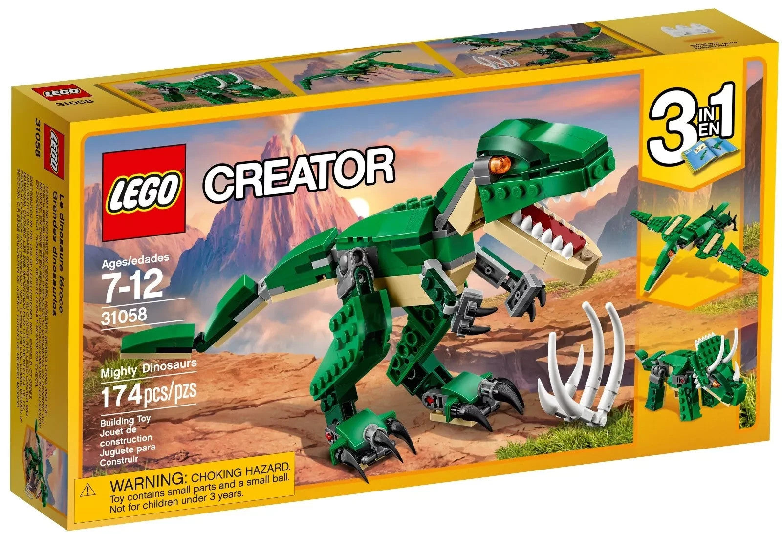 Lego 3 in 1 Creator Dinosaur Models 31058 T.Rex, Stegasaurs Brand New Sealed