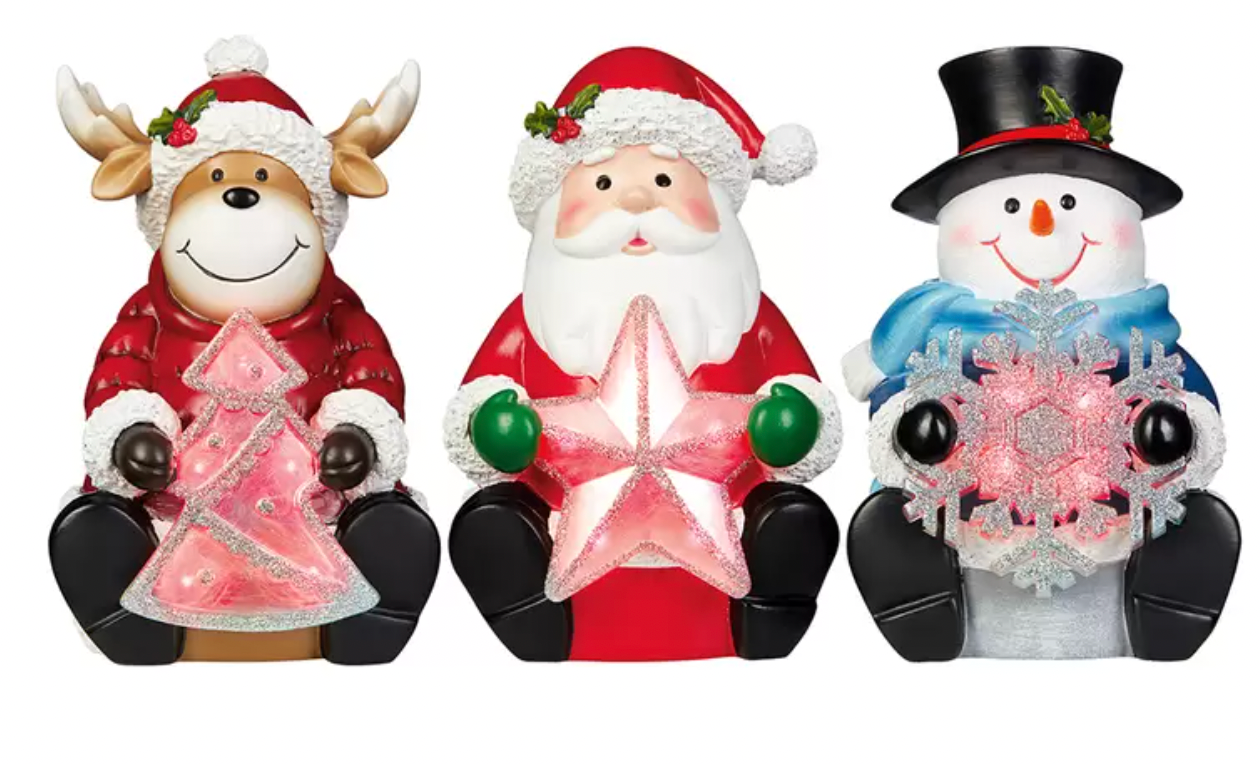 Christmas LED Holiday Figurine Night Light 3 Piece Indoor Use