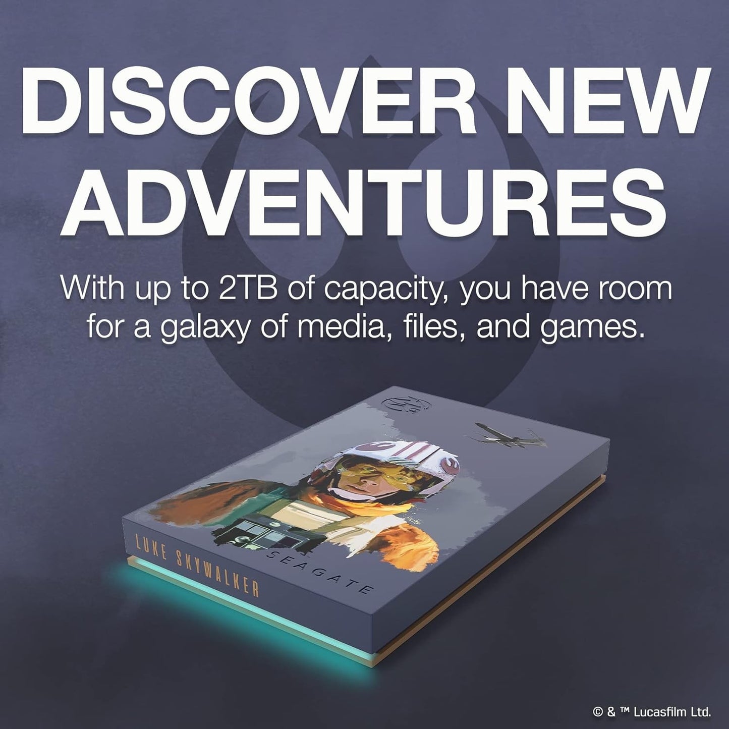 Seagate FireCuda External Gaming Hard Drive 2TB Portable StarWars Luke Skywalker