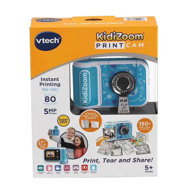VTech KidiZoom Print Cam with 4 Paper Rolls & 2 Stickers Rolls - Kid Camera Blue