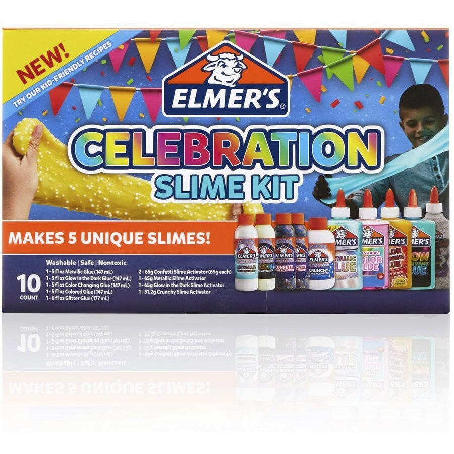 Elmer's Celebration Slime Kit 10 Count Assorted Magical Liquid Slime Activators