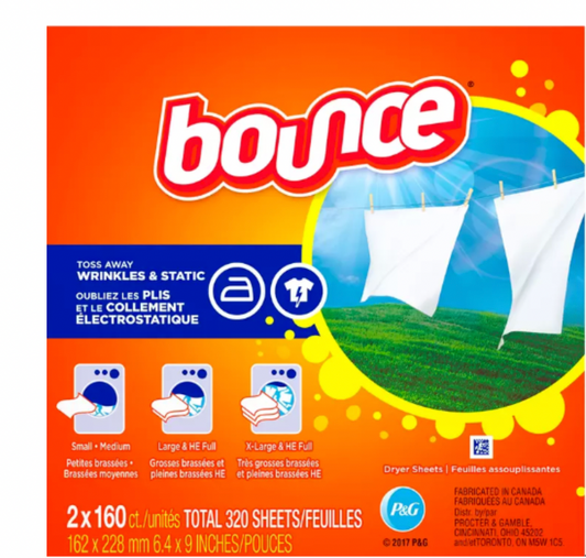 640 Pack Bounce Fabric Softener Dryer Sheets 4 x 160 Pack
