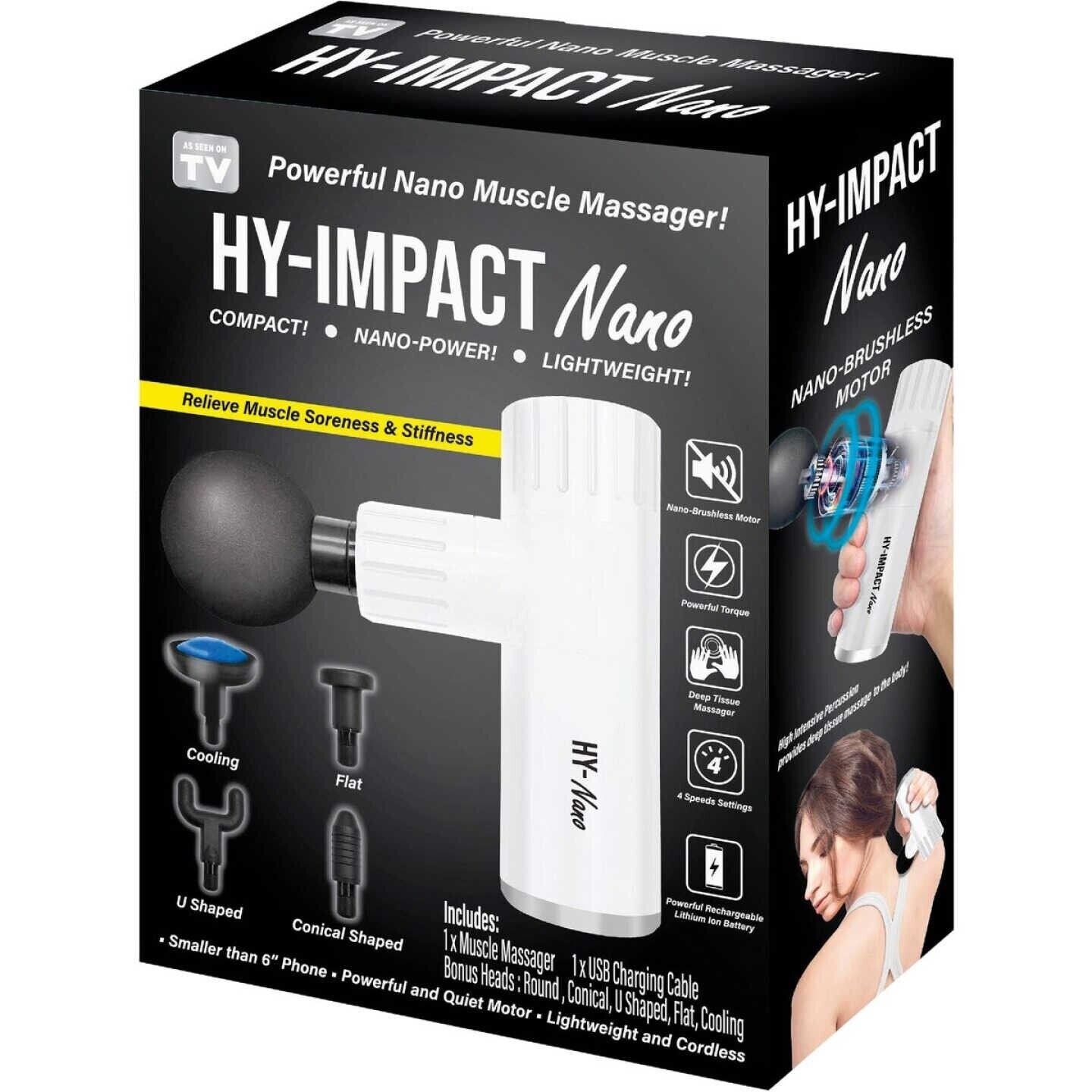 HY-IMPACT Nano Muscle Massager AS SEEN ON TV Rechargeable Compact Massage Gun