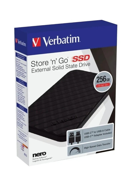 Verbatim Store 'N' Go Portable SSD USB 3.2 256GB - Black