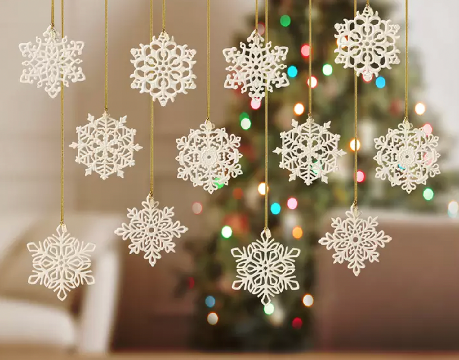 Christmas Lenox Porcelain Snowflake Christmas Ornaments Set of 6 Designs